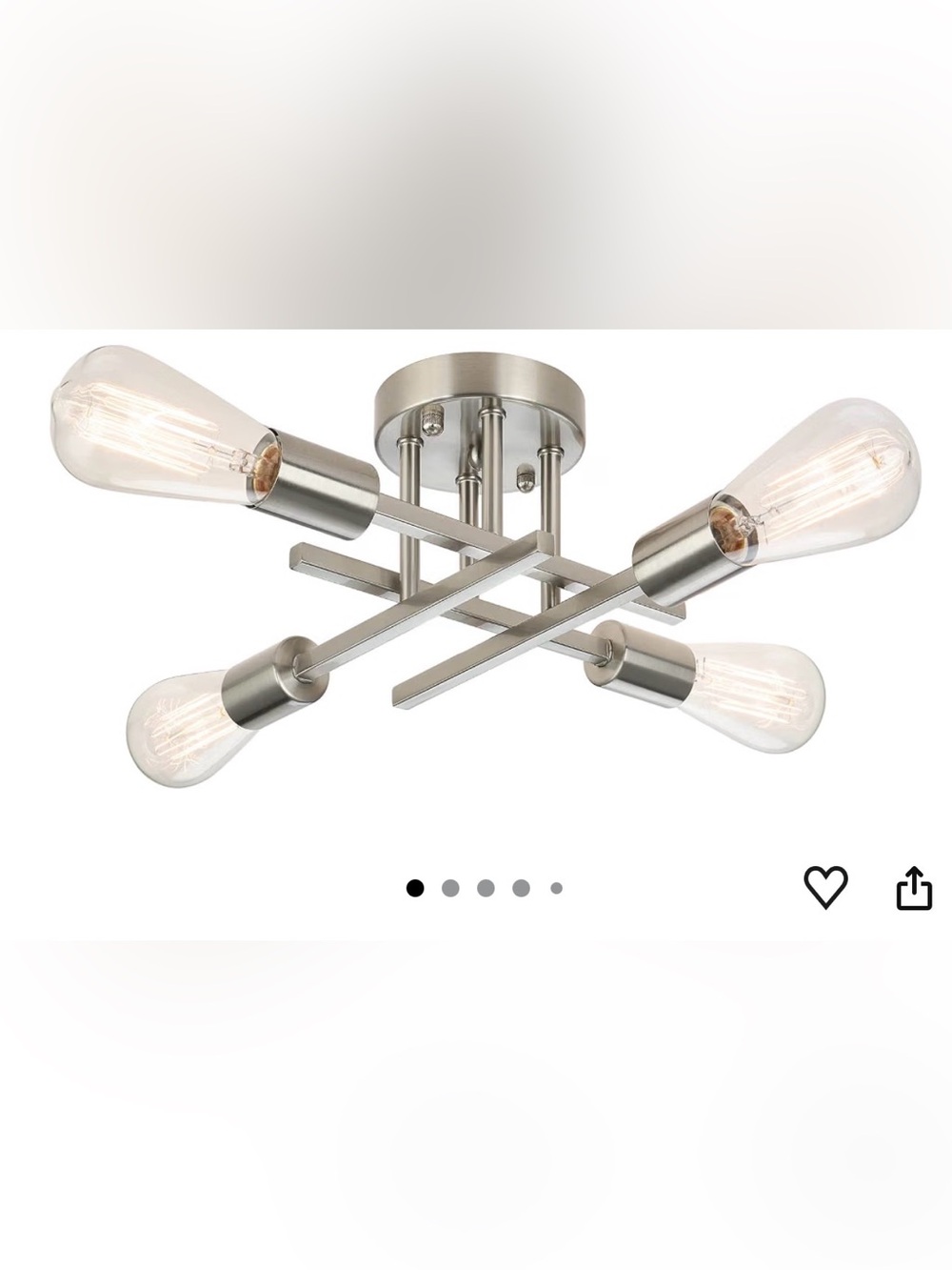 4-Light Semi Flush Mount Ceiling Light, Silver Sputnik Chandelier
Brushed Nickel